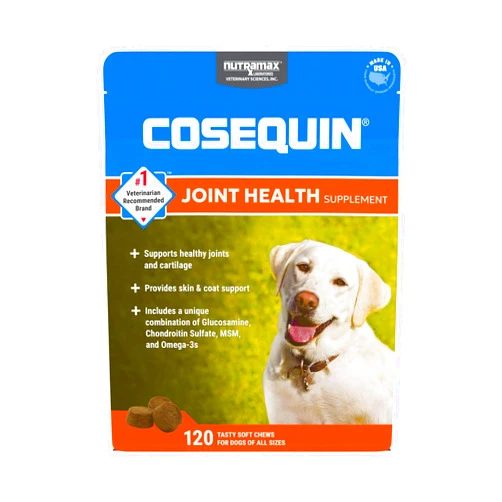 Nutramax Laboratories Cosequin Joint Health Supplement for Dogs - With Glucosamine, Chondroitin, MSM, and Omega-3's, 120 Soft Chews