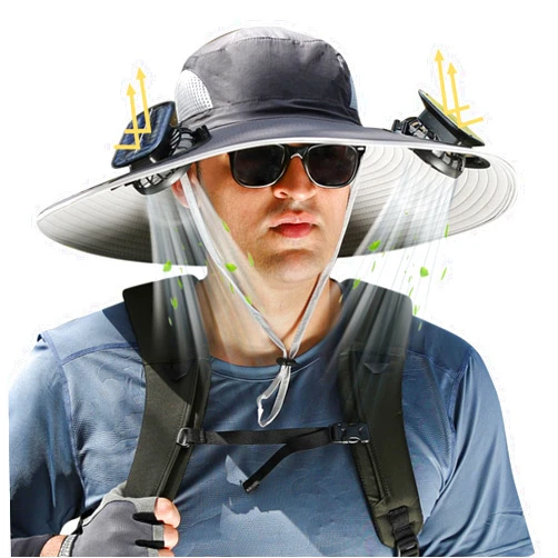 Leotruny Sun Hat with Solar Fan: Keed Cooling Fan Built in for Outdoor Men - Solar Powered & USB Charging for Fishing Summer