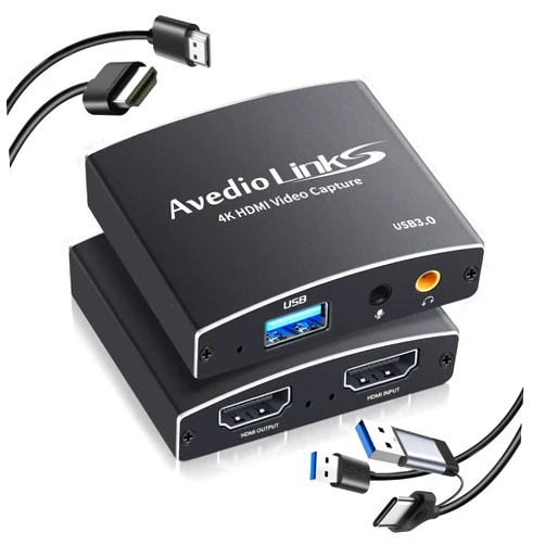 Avedio links Capture Card, avedio links Audio Video Capture Card, USB C/A 3.0 Video Capture Card 4K@60Hz HDMI Loop-Out, 1080P 60FPS Game Capture Card for Streaming Works for Nintend0 Switch/PS5/PC/Camera, (Black)