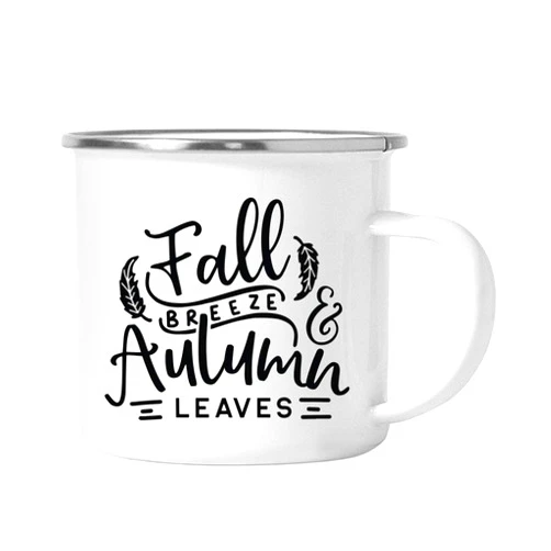 Andaz Press 11oz. Stainless Steel Campfire Coffee Mug Gift, Fall Breeze & Autumn Leaves, 1-Pack, Birthday Christmas Metal Enamel Unbreakable Camping Camp Cup