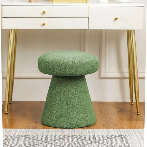 Homebeez Mushroom Foot Stool, Cute Modern Green Mushroom Ottoman Footrest Stool, 18 inch Sherpa Foot Rest for Living Room Bedroom, 16.5