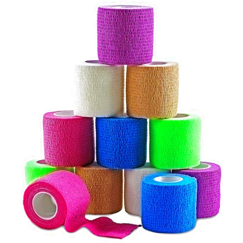 MEDca Self Adherent Cohesive Wrap Bandages 2 Inches X 5 Yards 12 Count with Strong Elastic and Colorful First Aid Tape for Sprain Swelling and Sorenes (Rainbow Color)