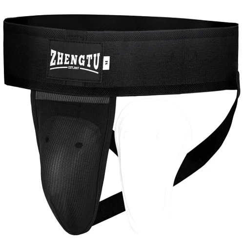 ZHENGTU Groin Protector Cup Kickboxing Boxing Muaythai MMA Groin Guard, Jockstrap Karate Training, BJJ Protection, Soccer, Basketball Removable TPE Cup with Silicone Cushioning