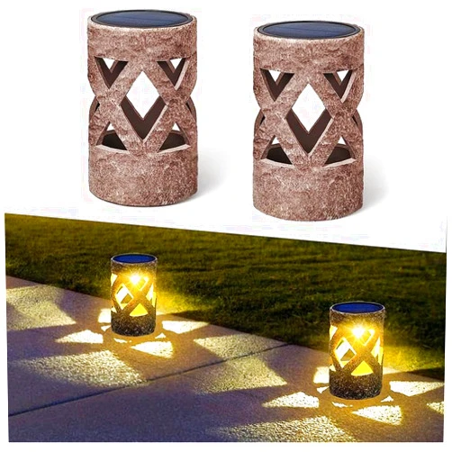 Generic Solar Lights Outdoor Waterproof, 2 Pack Solar Pathway Lights, Solar Lights Outdoor Garden,Solar Powered Yard Lights for Landscape Walkway Patio Driveway (Reddish Brown, 2 Pack)