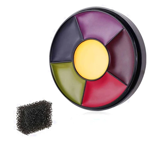 Go Ho 6 Colors Bruise Makeup Set for SFX,Bruises Wheel for Body Oil Paint Theatrical Halloween Fevstival,Face Paint Makeup Materials for Special Effects with Sponges