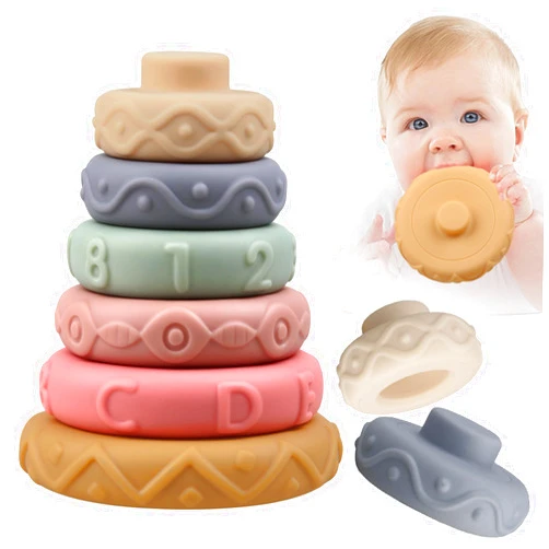 Litand Stacking Rings Soft Toys for Babies 6 Months and up Old Girls Boys - Toddlers Sensory Educational Montessori Baby Blocks - Developmental Teething Learning Stacker - Baby Teething Toys