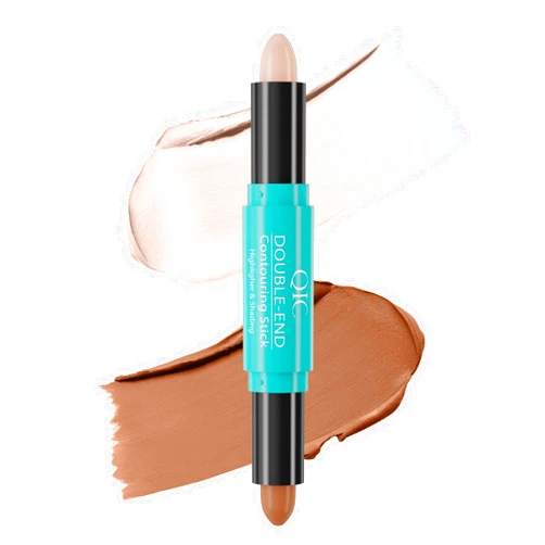 IGuzvaw 2 in 1 Cream Highlighter Contour Stick,Double-End Face Shaping Contouring Highlighting Sticks,Long Lasting Waterproof Brightens & Shades Makeup Stick (02#, Contour Highlighter Stick)