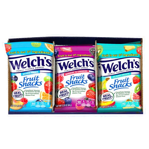 Welch's Fruit Snacks, Bulk Variety Pack with Mixed Fruit, Superfruit Mix, Island Fruits, Gluten Free, Bulk Pack, 2.25 oz (Pack of 16)