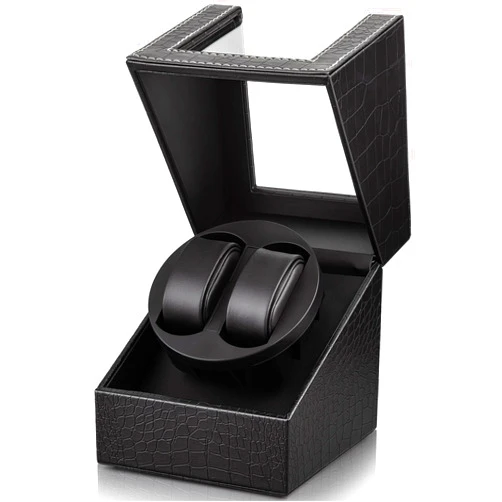 SHOWPIN Automatic Double Watch Winder: Watch Rotator for Automatic Watches, Rotating Watch Box with Super Quiet Motor, 2 Rotation Mode Setting and USB Powered