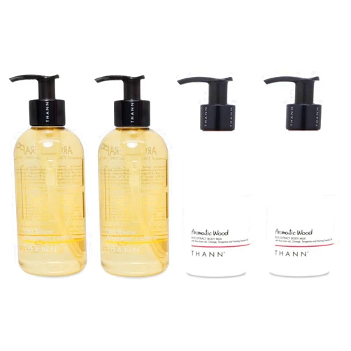 KHAOKHO THANN Eden Breeze Shower Gel and Aromatic Wood Rice Extract Body Milk Set.