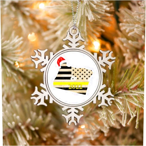 DreamAutumn Pewter Snowflake Christmas Ornaments Oregon Santa Hat American State Map Christmas Tree Ornaments Metal Keepsake Ornament Winter Wonderland Decorations for Christmas Tree Xmas Party Decor