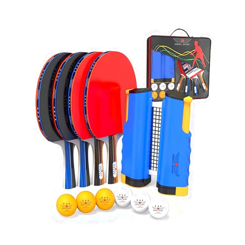 NIBIRU SPORT Ping Pong Paddles Set - Professional Table Tennis Rackets and Balls, Retractable Net with Posts and Storage Case - Pingpong Paddle and Game Table Accessories