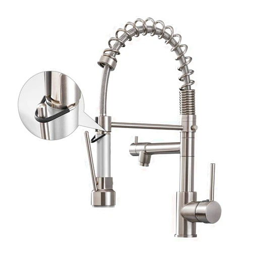 AIMADI Kitchen Faucet with Pull Down Sprayer - Commercial Single Handle High Arc Stainless Steel Brushed Nickel Kitchen Sink Faucet