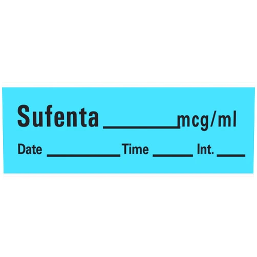 PDC Healthcare PDC AN-147 Anesthesia Removable Tape with Date, Time & Initial, Sufenta Mg/Ml 1/2