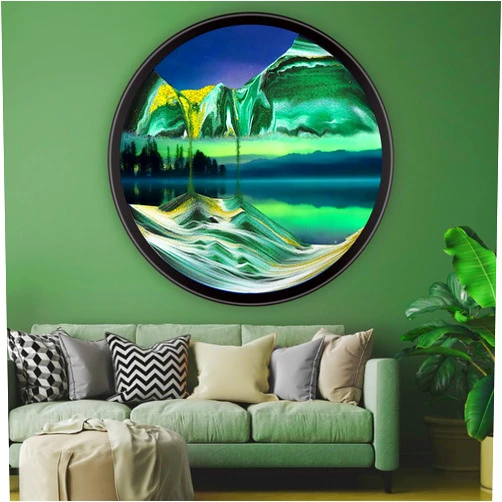 KOKBNR 17.3'' Moving Sand Art Pictures for Wall Decor Sand Arts and Crafts Liquid Motion Glass Art 3D Landscape Hourglass 360° Rotate Colored Sand Timer Sensory Relaxing for Living Room Office Decor