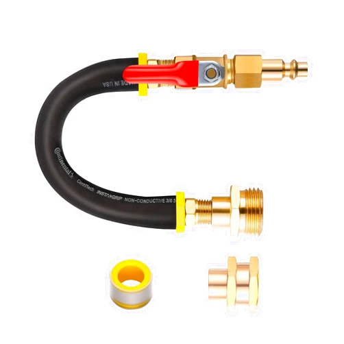 BUTTIKU RV Winterizing kit & Sprinkler Blowout Adapter with shut off valve Air compressor Quick-Connect plug garden hose Water Blow Out Fitting for Winterize Sprinkler Systems, Camper,Motorhome