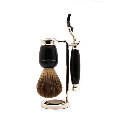 Edwin Jagger Simulated Ebony and Nickel Shaving Set, Black