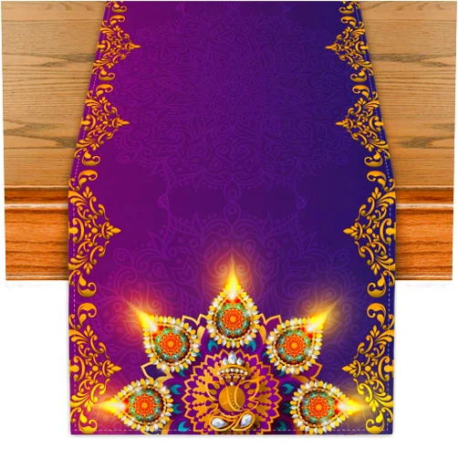 Yarcooly Happy Diwali Decorations for Home Diwali Table Runner Indian Peacock Deepawali Decor Indian Wedding Decorations for Home