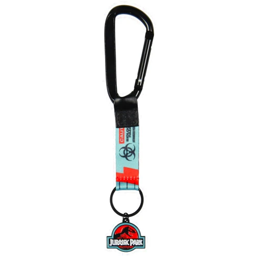 Bioworld Jurassic Park Caution 10,000 Volts Dinosaur Design Carabiner Keychain with 2