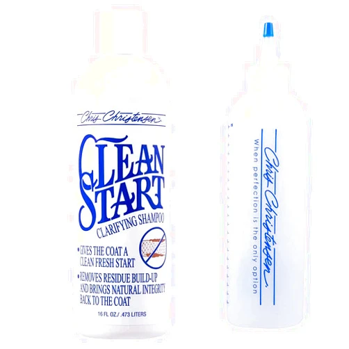 Chris Christensen Applicator Measuring Bottle and Shampoo Concentrate Bundle- Applicator Measuring Bottle, 20mm Increments + Clean Start Clarifying Shampoo Concentrate 16oz, Remove Residue Build Up