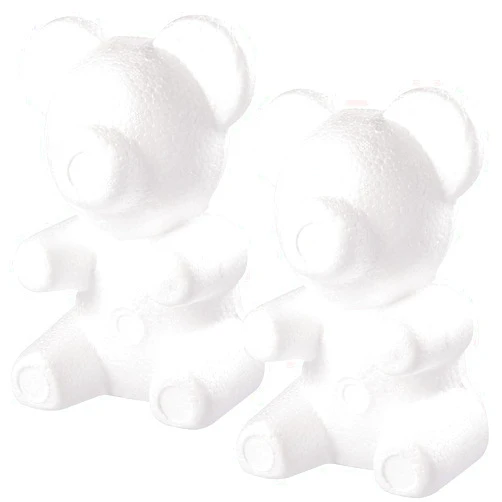 Amosfun 2PCS Foam Bear Shape Modelling Polystyrene Foam Bear Mould White DIY Craft for Arranging Wedding Party Decoration 20 x 13cm