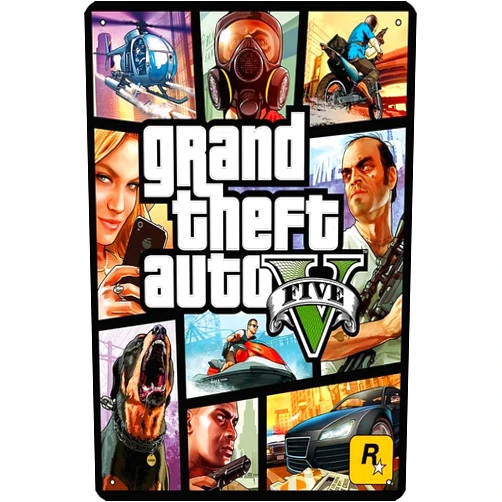 Oedrtqi GTA V lima Poster 8 x 12 Inch Funny Metal Tin Sign Game Room Man Cave Wall Decor