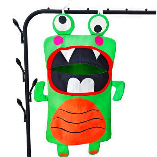 Trantranapa 42 x 19” Funny Frog shape Door Hanging Laundry Hamper Bag with Adjustable Handle Wall-mounted Storage Bag For Clothes Toy Laundry Closet Collector over the door hamper Bag (Frog Shape)