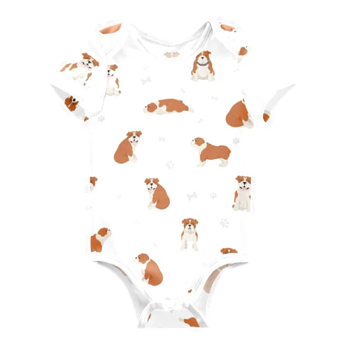 vvfelixl Baby Girls' Bodysuits Black Pug White Short Sleeve Cotton Baby Clothes For Girls 0-24 Months