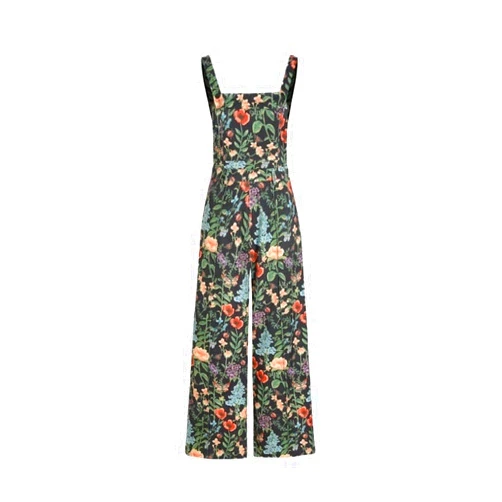 VALHMKT Floral Button Wide Leg Jumpsuit, Womens Jumpsuits Casual, Overalls for Women Loose, Floral Print Baggy Rompers(Black,Medium)