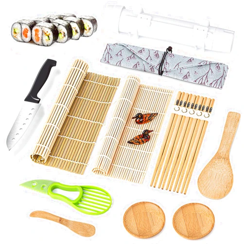 Luney Sushi Making Kit, Sushi Roller Set, All in One Sushi Maker Kit, with Bamboo Rolling Mat, Sushi Bazooka, Chopsticks Holders, Rice Paddle, Avocado Slicer for Beginners, Kids, Family, Friends, Home