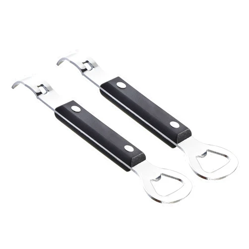 LITTLE COOK SINCE 1995 2PCS Can Opener Manual, Little Cook Stainless Steel Can Punch Bottle Opener, 2 in 1 Multifunctional Can and Beer Opener, Dishwasher Safe (2 Pack, Black)