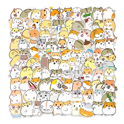 Cotrida 100 PCS Hamster Stickers，Super Cute Animal Stickers for Laptop ，Waterproof Stickers for Water Bottles Luggage Skateboard Decor