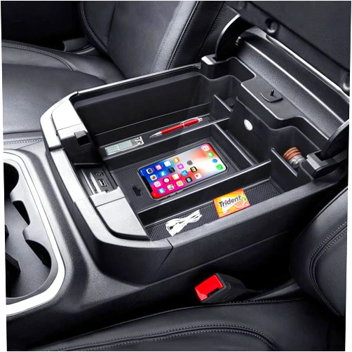 KDINOBIA Center Console Organizer Tray Compatible with 2019-2022 GMC Sierra/Chevy Silverado 1500 and 2020 2021-2023 Sierra/Silverado 2500HD/3500HD Accessories, Armrest Tray (Full Console w/Bucket Seats ONLY)