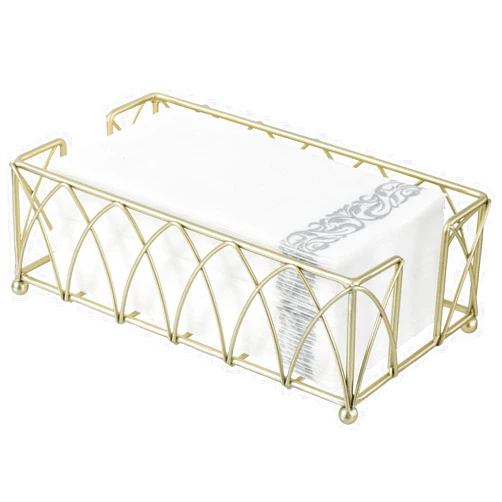 MyGift Modern Metal Wire Bathroom Paper Hand Towel Holder in Brass Tone Finish, Guest Bathroom Countertop Vanity Disposable Folded Trifold, C-fold, and Bi-fold Napkin Refill Dispenser Tray