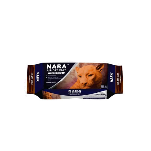NARA Air-Dry Clay (Hard & Strong), 500g. (1.1 lbs.) Block, for Sculpting and Coating - Easy to Use (Terracotta)