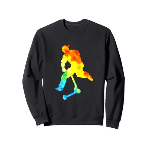 Scooter Skating Lover Scooter Driver Gift Abstract Scootering Polygon Tie Dye Art Scooter Stunt Sweatshirt