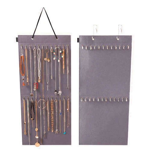 AFUOWER Jewelry Organizer Hanging Necklace Storage Holder for Girl Women 24 Hooks Organizer for Holding Jewelries 1 Pack (Gray)