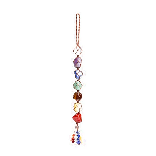 Nicestone 7 Chakra Gemstones Healing Feng Shui Crystals Window Car Decorations Hanging Ornament Dowsing Pendulum Good Luck Home Decoration for Reiki Yoga Meditation