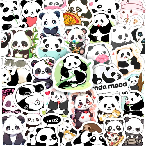 BulbaCraft 100Pcs Panda Stickers for Water Bottle and Laptop - Panda Party Supplies & Decorations, Waterproof Vinyl Decals, Cute Animal and Bear Stickers, Gifts for Women & Men