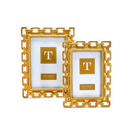 Two's Company Gold Chain Set of 2 Photo Frame Includes 2 Sizes