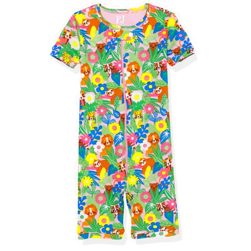 The Children's Place Baby Girls' and Toddler Snug Fit 100% Cotton Short Sleeve Zip-Front One Piece Footless Pajama