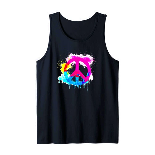BIZNESS O PIECE Peace Sign Artwork spray paint graffiti artistic painting Tank Top