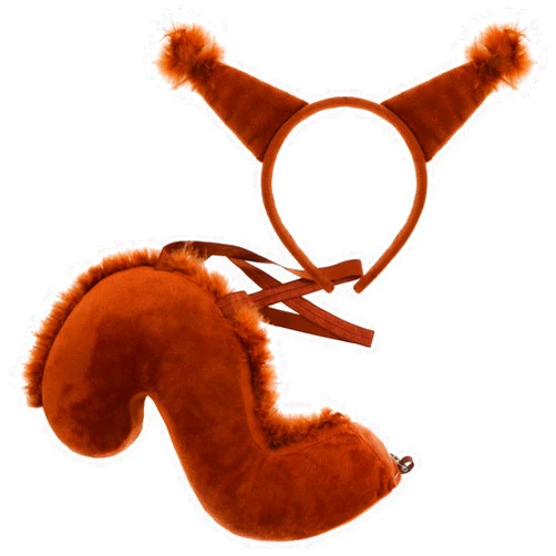XEPST Animal Squirrel Costume Set, Squirrel Ears and Tail Set with Squirrel Headband Squirrel Tail for Animal Costume Cosplay Birthday Party Accessories Halloween Fancy Dress Party Supplies
