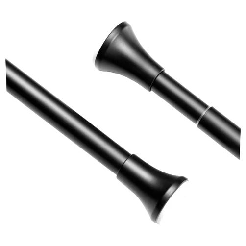 YLGAN Shower Curtain Track, Modern Retractable Shower Curtain Rod, Medium Length Stainless Steel Rod Without Drill, Suitable for Bathroom, Shower, Kitchen, Wardrobe,Matt Black, 70~120cm