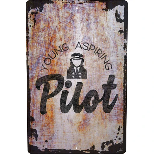 Generic Wall Sign Young aspiring pilot female silhouette flying plane flight Decorative Art Wall Decor Funny Gift