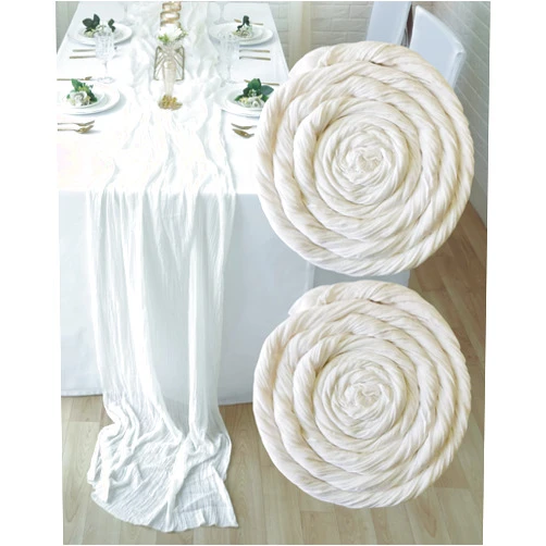 PARFAIR DESSIN Ivory Cheesecloth Table Runner 10Ft Cheese Cloth Gauze 35 x 120 Inches Boho Rustic Decorations for Wedding Decor Reception Bridal Shower Holiday Party (10Ft - Pack of 2 - Ivory)