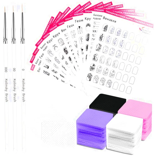 DouborQ Acrylic Nail Art Practice Set Nail Liner Pen 180pcs 4colors Nail Wipes Lines Drawing Painting Template Learning Book Easy To Clean Can Be Reused Manicure Tools For Beginner