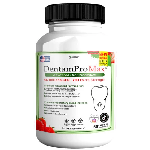 GREENVIFY DentamPro Max for Gums and Teeth Health & Fresh Breath - 40 Billion CFU Advanced Oral Probiotics for Mouth Bad Breath, Capsule Supplement (1)