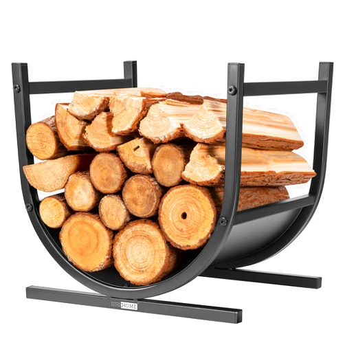 VIVOHOME 17 Inches Decorative Heavy Duty Firewood Storage Log Rack Wood Holder Indoor Outdoor Black