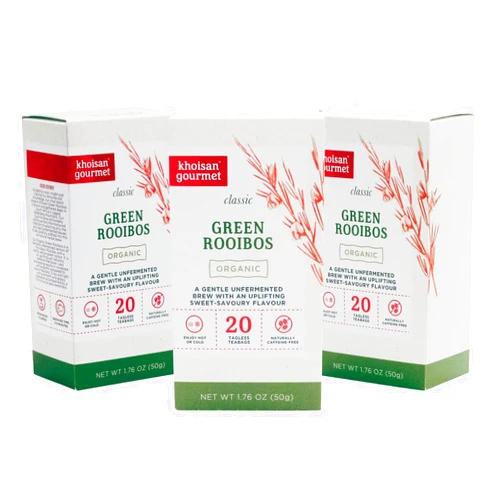 Khoisan Gourmet Organic Green Rooibos unfermented caffeine free 60 teabags